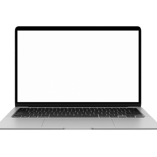 MacBook Pro laptop with blank screen, author workstation