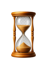 classic wooden hourglass with gold sand