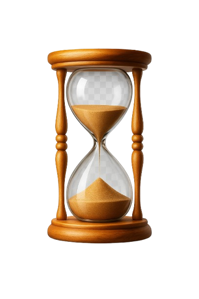 classic wooden hourglass with gold sand